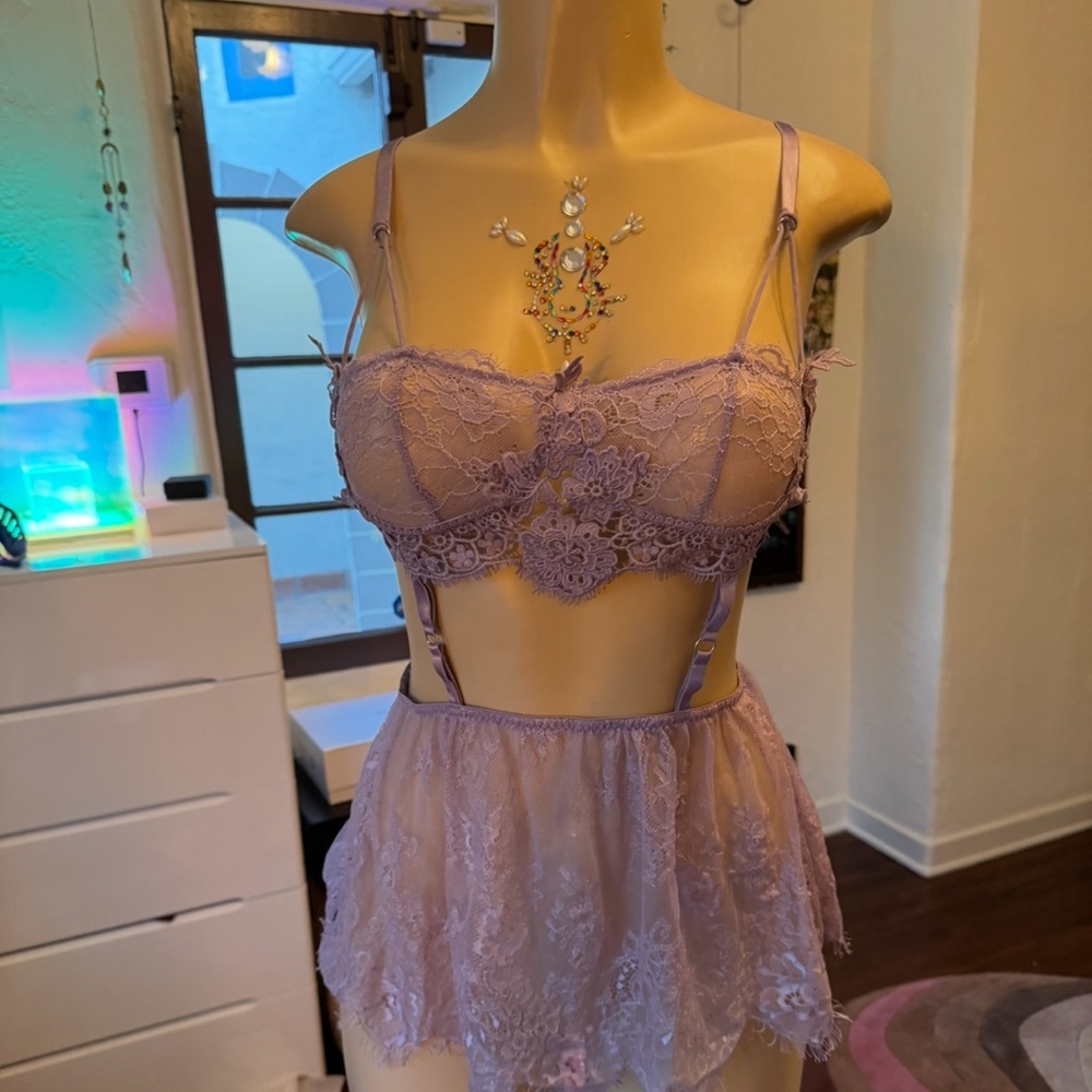 Lilac Lace Sexy Cut Out Chemise size S NWOT